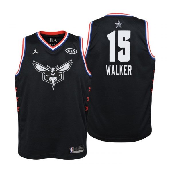 Maillot Basket 2019 Nba All Star Game Charlotte Hornets 15 Kemba Walker Noir Swingman Enfant